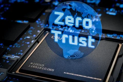 The inscription "Zero trust". The "Zero trust" security model. Secure network. Stock Illustration
