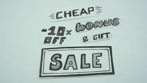 Inscriptions of store subject paper Stock Footage 104588851