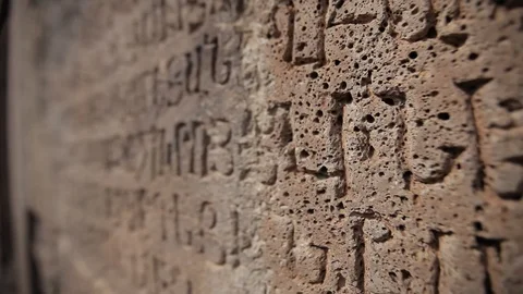 Inscriptions on the wall old, texture, vintage, design, dark, surface, art Vídeo Stock 119526350