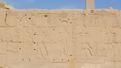 Inscriptions on The Walls of The Ancient Temple Stock Footage 128209443