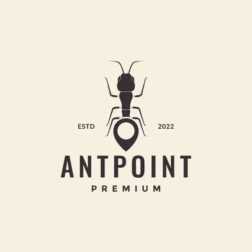 Insect ant with pin map location logo design vector graphic symbol icon ill.. Stock Illustration