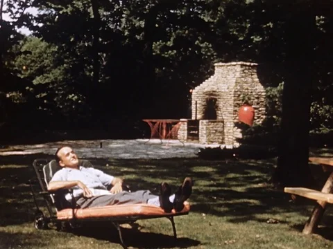 Insect attack a man in garden - 1954 Stock Footage 94447329