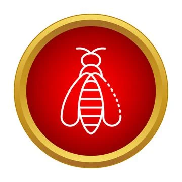 Insect bee or wasp outline on red icon Ilustração Stock