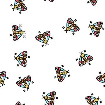 Insect boho vector seamless pattern Illustrazione stock