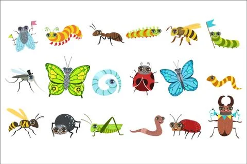 Insect Cartoon Images Set Stock Illustration