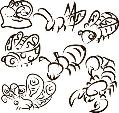 Insect collection -  silhouette Stock Illustration