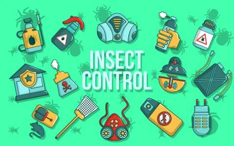 Insect control concept banner, cartoon style Stock Illustration