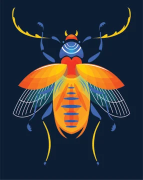 Insect creature icon colorful flat symmetric sketch 스톡 일러스트