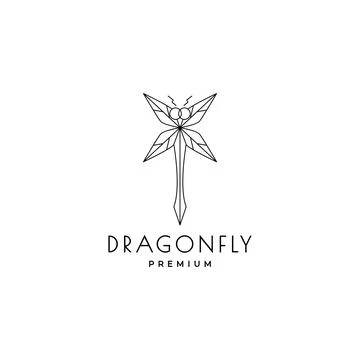 Insect dragonfly polygonal line modern logo design vector Stock Illustration