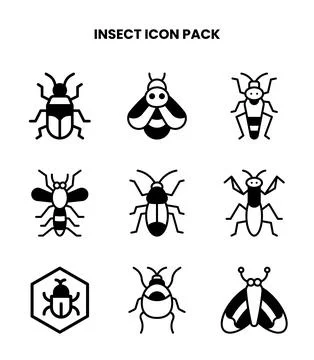 Insect DuoTone Bundle Icons Pack Stock Illustration