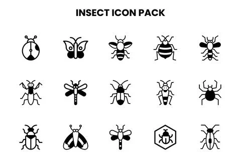 Insect DuoTone Set Icons Pack Stock Illustration