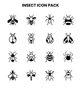 Insect DuoTone Set Icons Pack Stock Illustration