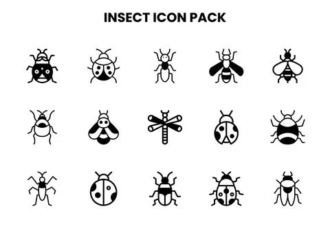 Insect DuoTone Set Icons Pack Illustrazione stock