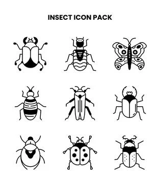 Insect DuoTone Set Icons Pack Stock Illustration