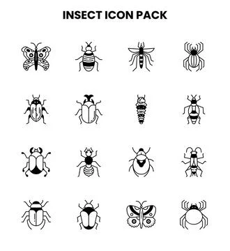Insect DuoTone Vector Icons Pack Stock Illustration