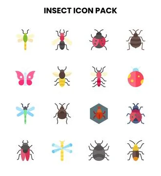 Insect Flat Bundle Icons Pack Stock Illustration
