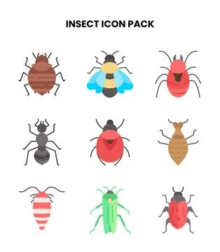 Insect Flat Collection Icons Pack Illustrazione stock