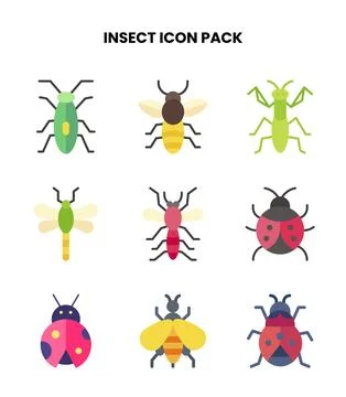 Insect Flat Design Icons Pack Stock Illustration