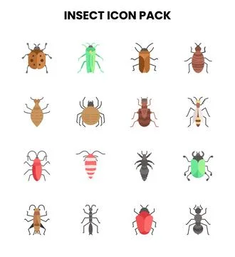 Insect Flat Graphics Icons Pack Stock Illustration