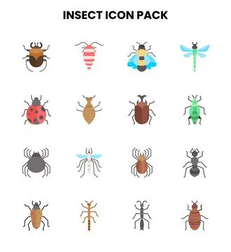 Insect Flat Scalable Icons Pack Stock Illustration