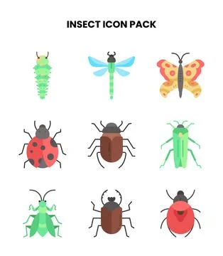 Insect Flat Scalable Icons Pack Illustrazione stock