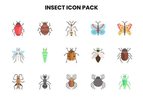 Insect Flat UI Icons Pack Stock Illustration