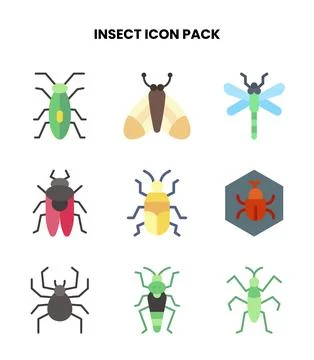 Insect Flat UI Icons Pack Stock Illustration