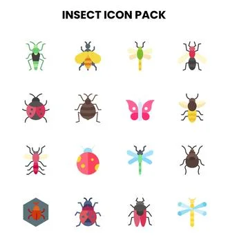 Insect Flat UI Icons Pack Stock Illustration