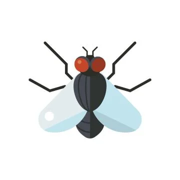 Insect fly icon flat isolated on white background Stock Illustration