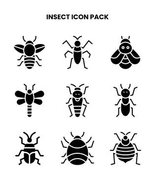 Insect Glyph Icons Pack Ilustración de archivo