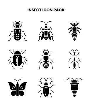Insect Glyph UI Icons Pack Stock Illustration