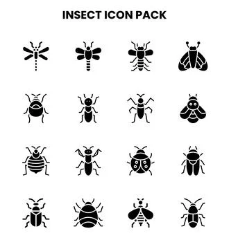 Insect Glyph UI Icons Pack Ilustração Stock