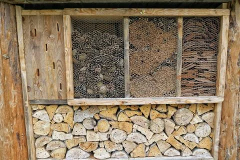 Insect hotel fullframe Stock Photos