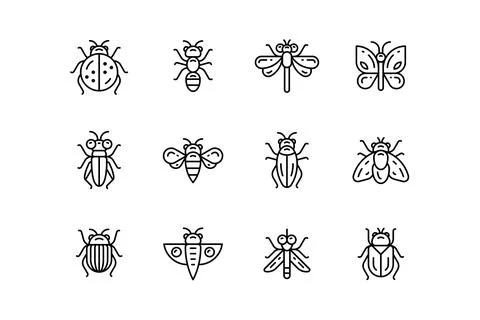 Insect icons Stock Illustration