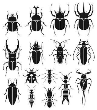 Insect icons set. Vector Illustrations. Stock Illustration