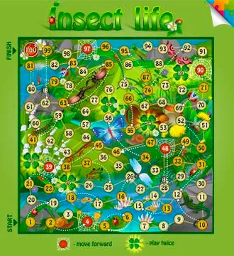 Insect life board game Stock Illustration