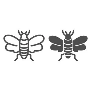 Insect line and solid icon, Insects concept, bee sign on white background Illustrazione stock