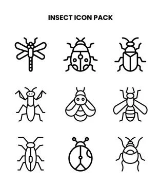 Insect Line Bundle Icons Pack Illustrazione stock