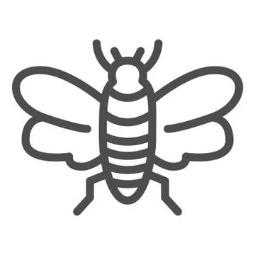 Insect line icon, Insects concept, bee sign on white background, flying insect Ilustração Stock