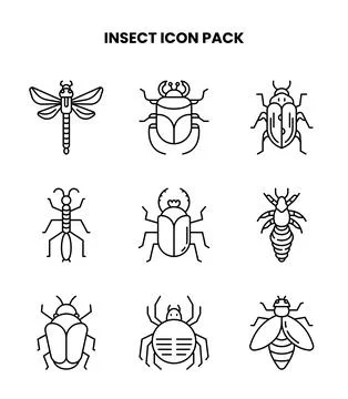 Insect Line Icons Pack Stock Illustration