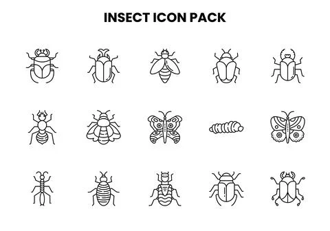 Insect Line UI Icons Pack Illustrazione stock