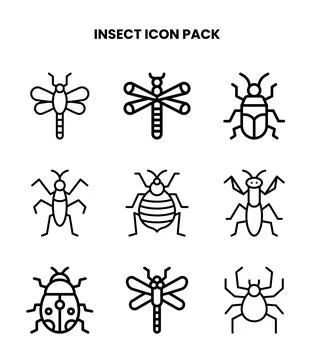 Insect Line UI Icons Pack Stock Illustration