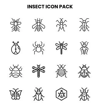 Insect Line Vector Icons Pack Stock Illustration