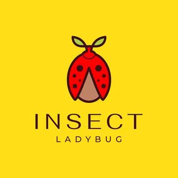Insect red lady bug with leaf colorful modern mascot colorful logo design v.. Illustrazione stock