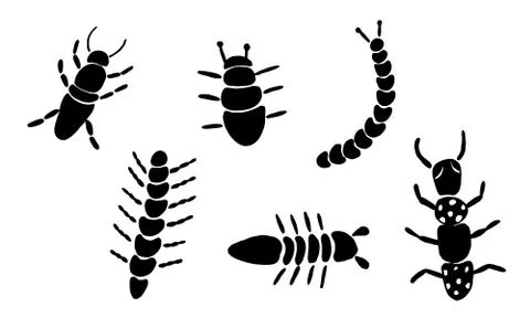Insect simple icons set - vector collection of bugs symbols in thin line styl Stock Illustration