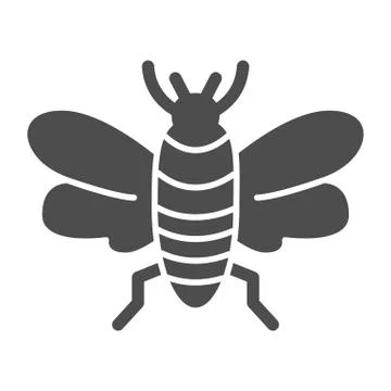 Insect solid icon, Insects concept, bee sign on white background, flying insect 스톡 일러스트