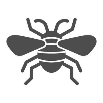 Insect solid icon, Insects concept, bee sign on white background, flying insect 스톡 일러스트
