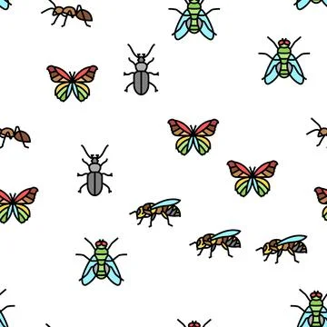 Insect, Spider And Bug Wildlife Vector Seamless Pattern Illustrazione stock