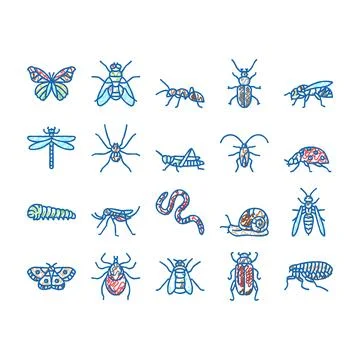 Insect, Spider And Bug Wildlife Icons hand drawn Stock Illustration