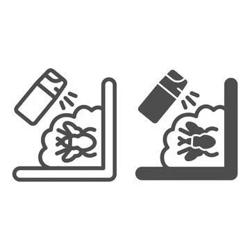 Insect spray line and solid icon, pest control concept, mosquito spray sign on イラスト素材